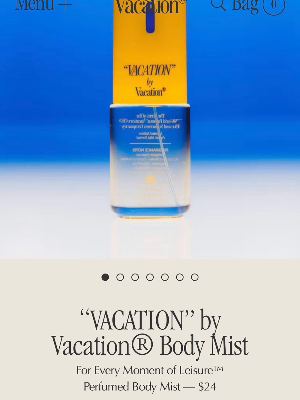 "VACATION" by Vacation Perfume Body Mist